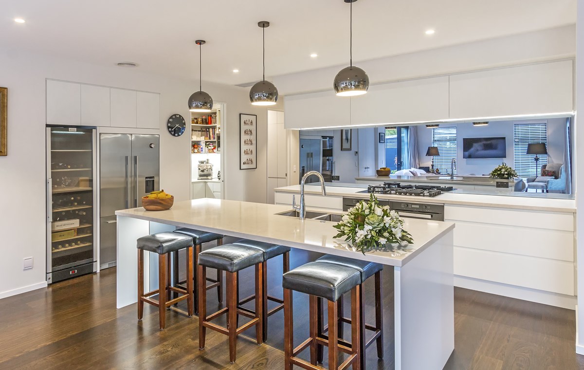 Alabaster Gloss kitchen 45 degree Bates Joinery 2